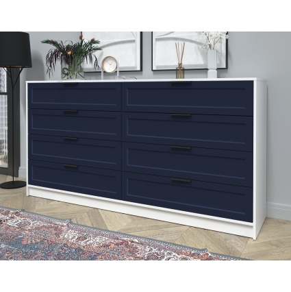 Kомод Тренд КТ-К197 (Белый ЛДСП/ Индиго ЛМДФ) Ш1965 В1020 Г451